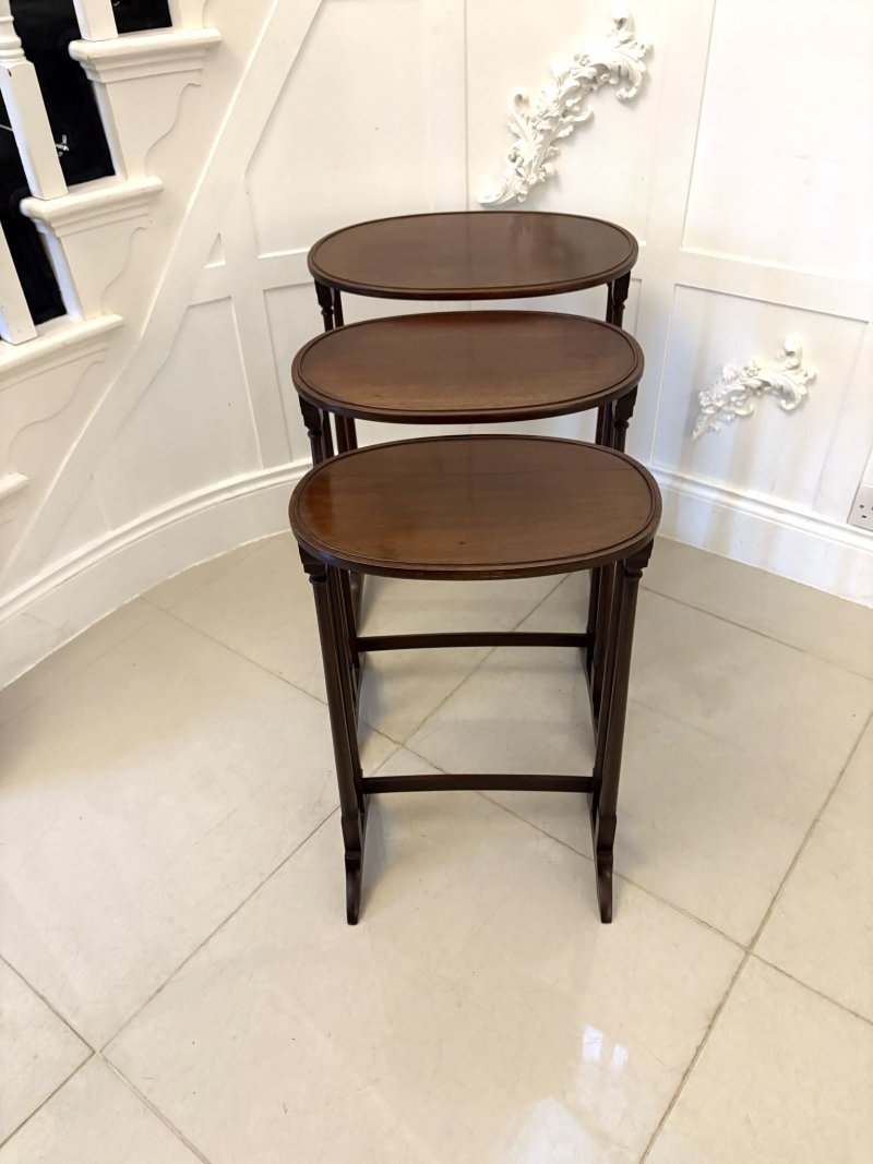 Antique Edwardian Quality Mahogany Nest of 3 Tables - Image 4